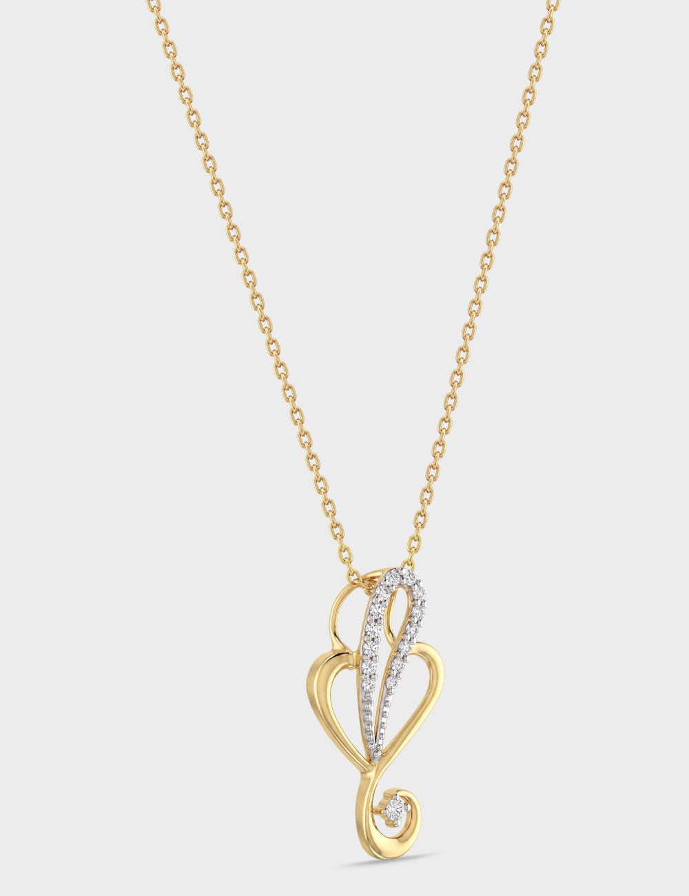 Auspicious Curl Gold Plated Silver Lab Grown Diamond Pendant 15 Cent FG-VVS, Gold Plated, large, image 2