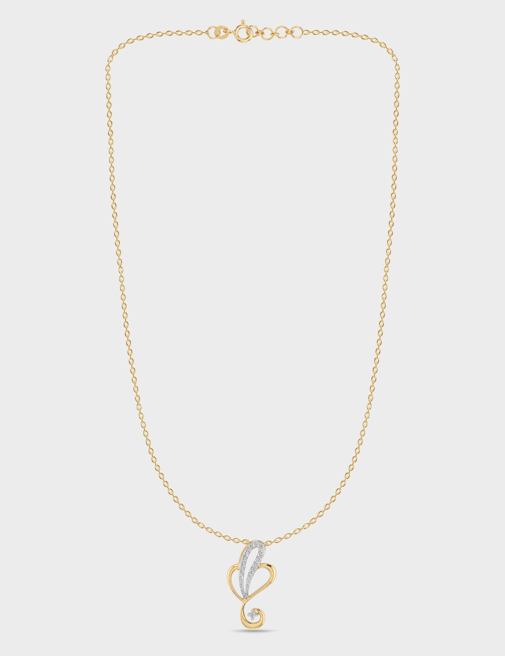 Auspicious Curl Gold Plated Silver Lab Grown Diamond Pendant 15 Cent FG-VVS, Gold Plated, large, image 3