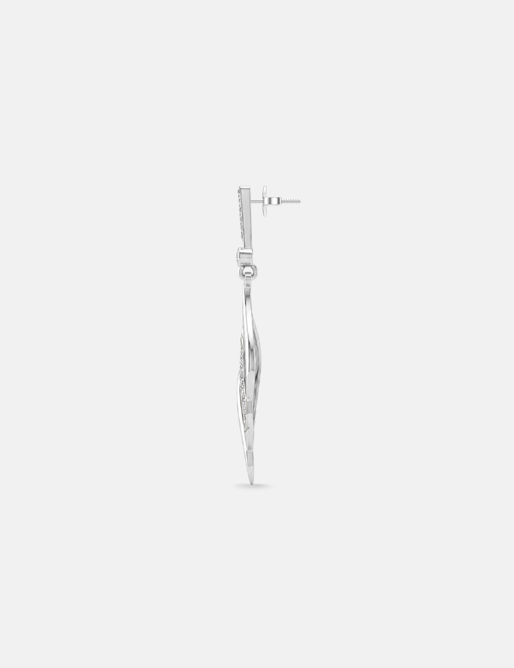 Twist Flame Silver Lab Grown Diamond Earrings 0.1 Cent FG-VVS, White, large, image 3