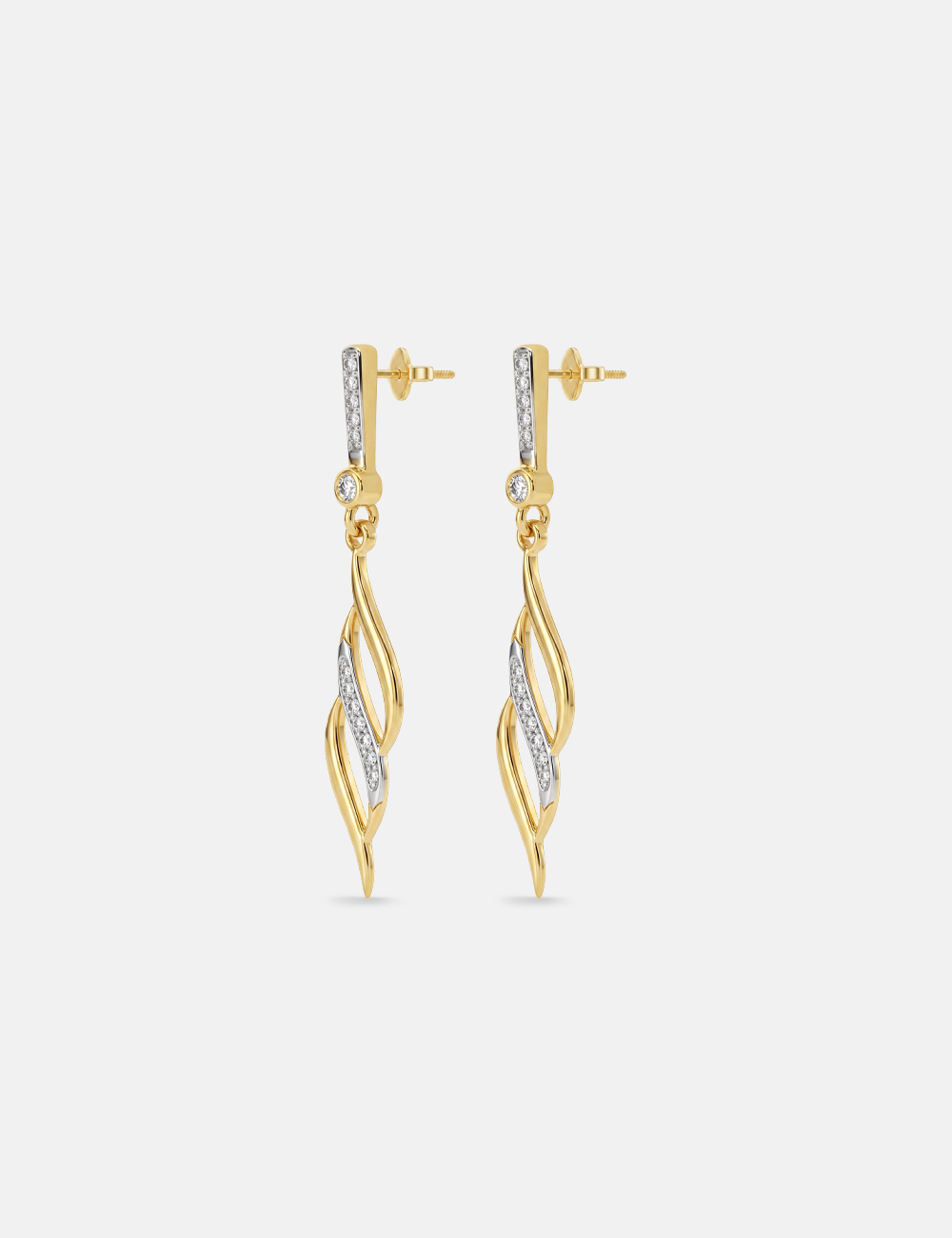 Twist Flame Gold Plated Silver Lab Grown Diamond Earrings 0.1 Cent FG-VVS, Gold Plated, large, image 2