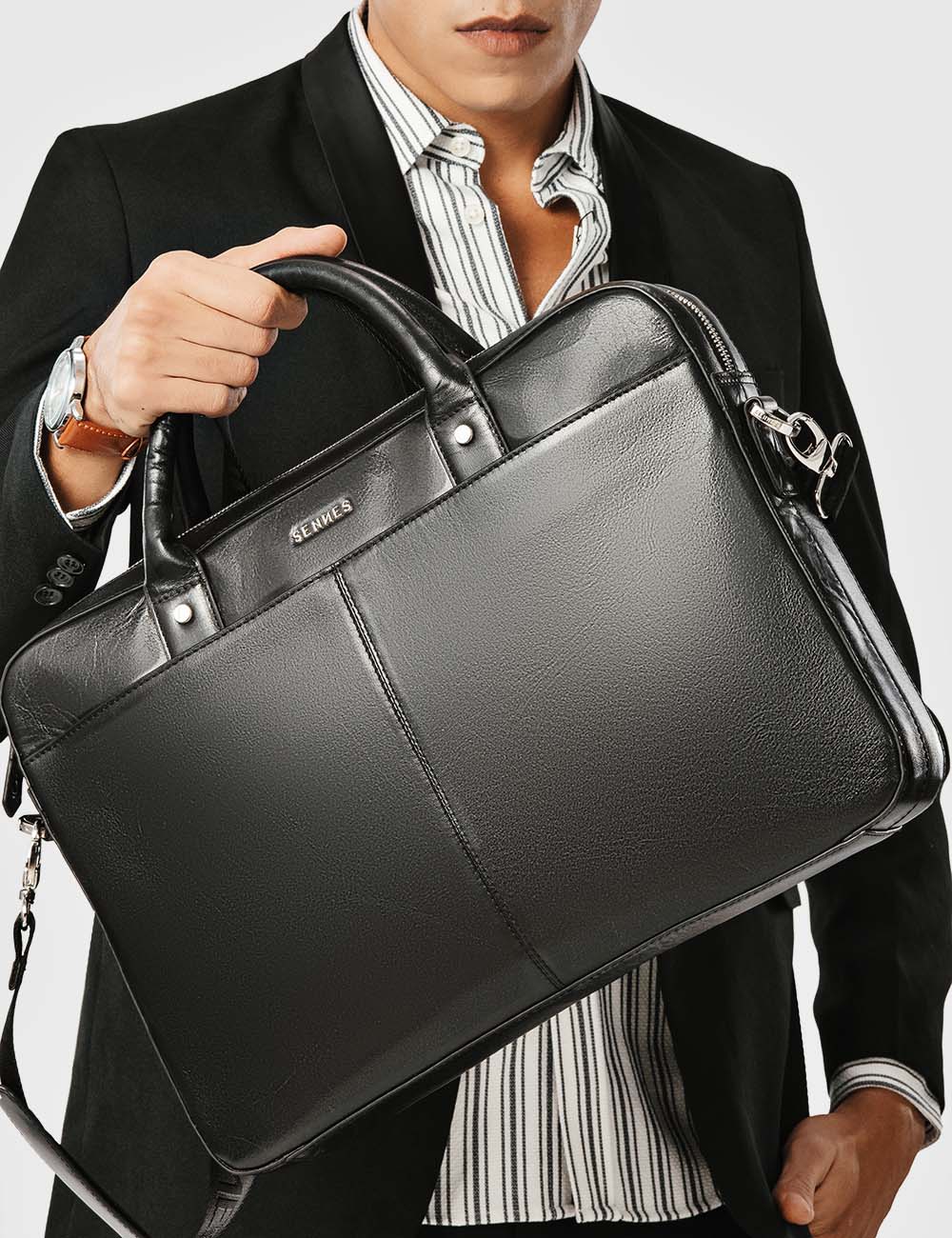 Signorile Laptop Bag, Black, large, image 6