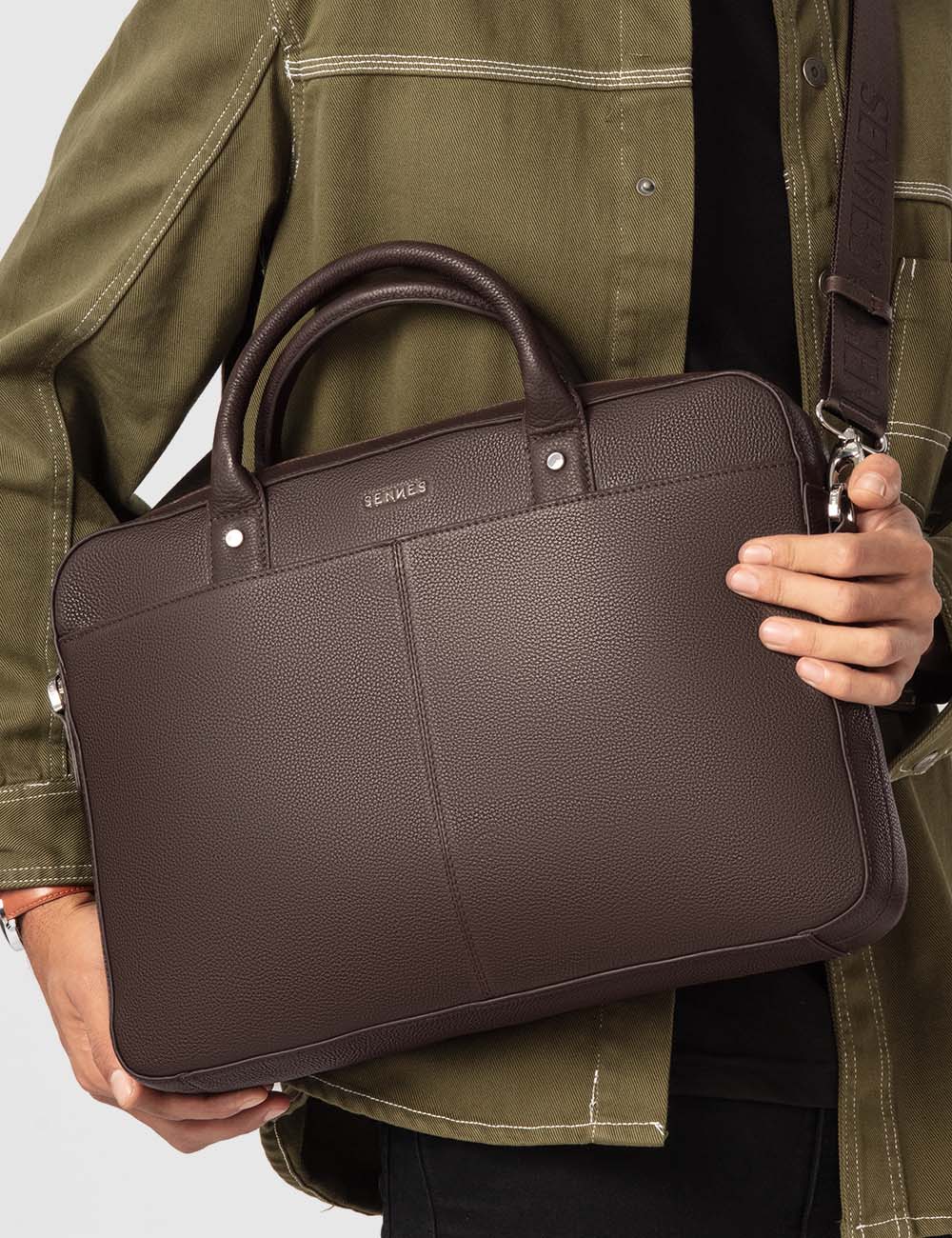 Signorile Laptop Bag, Brown, large, image 5