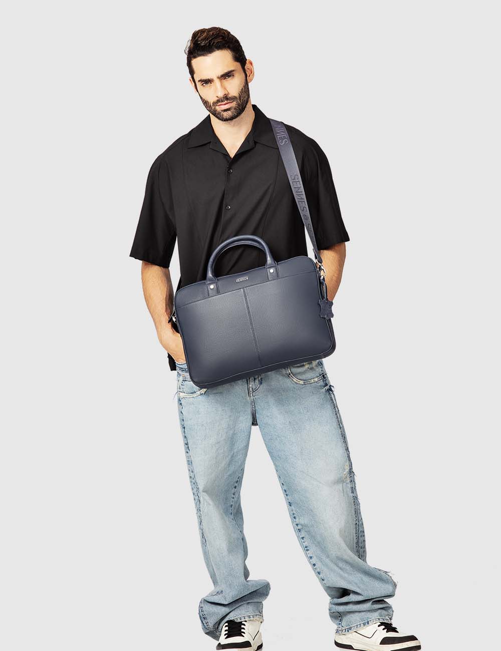 Signorile Laptop Bag, Navy, large, image 3