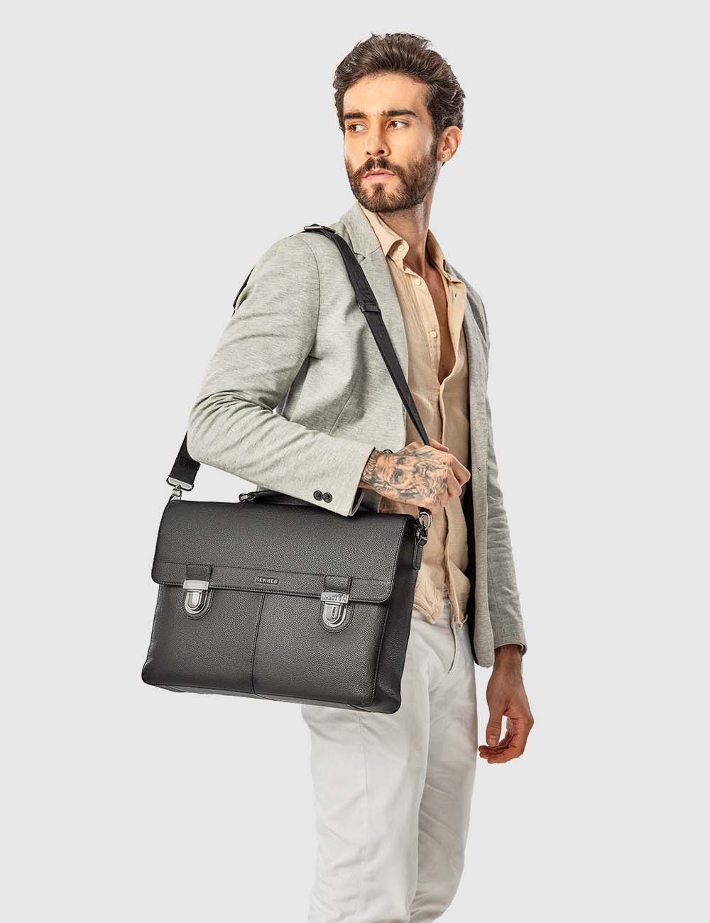 Maschile Laptop Bag, Black, large, image 3