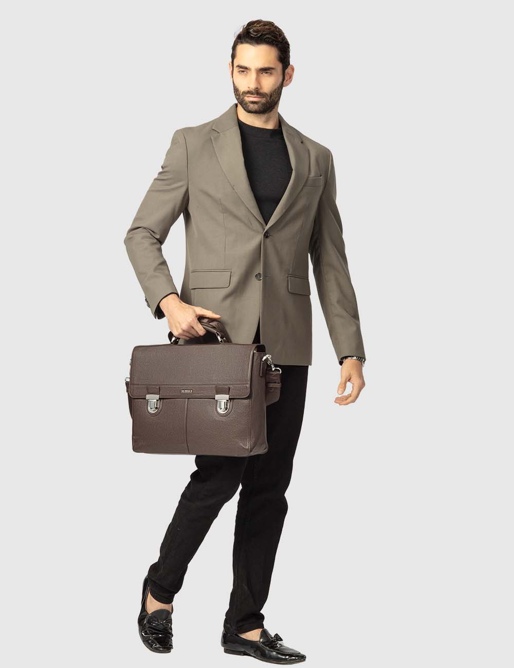 Maschile Laptop Bag, Brown, large, image 3