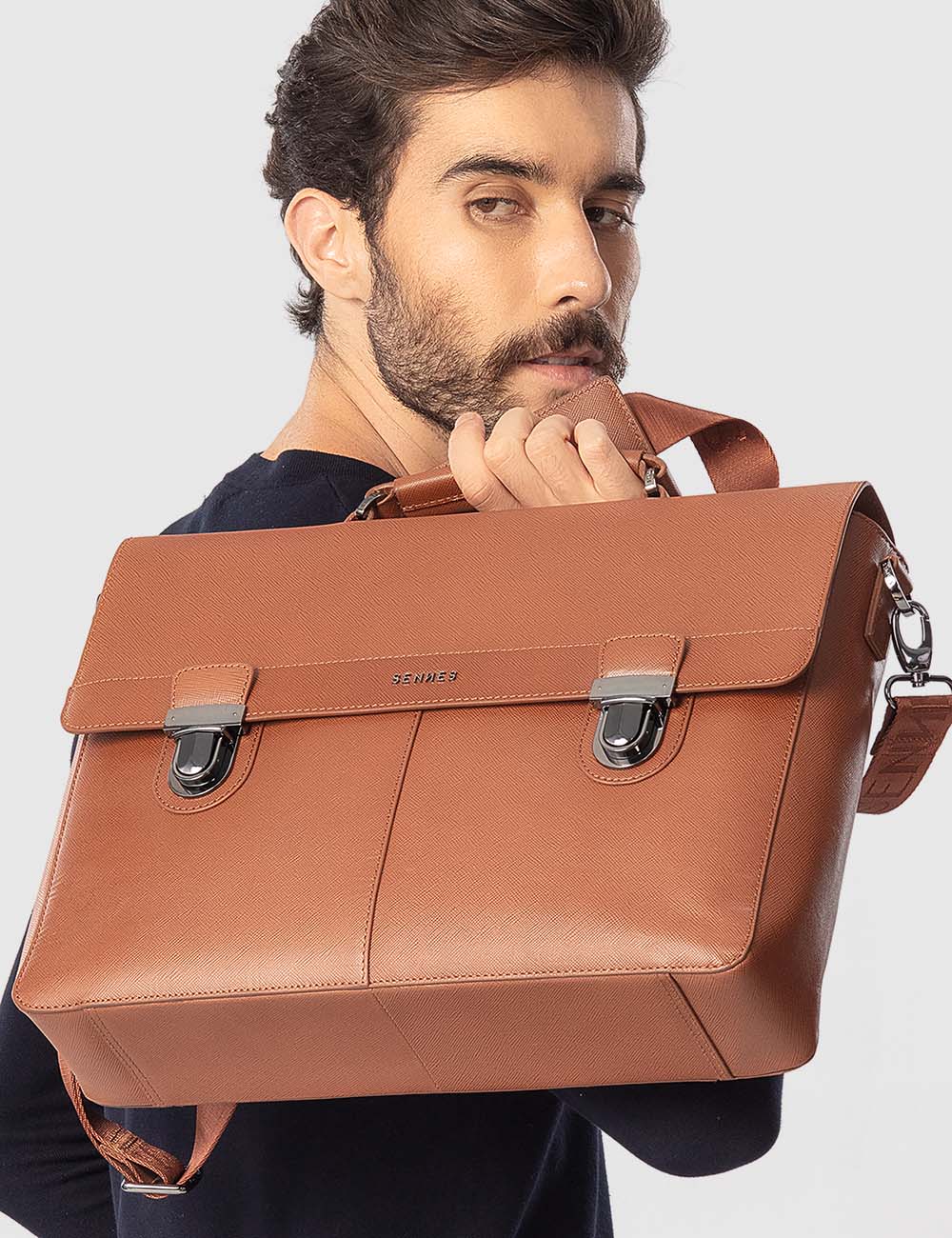 Maschile Laptop Bag, Cognac, large, image 5