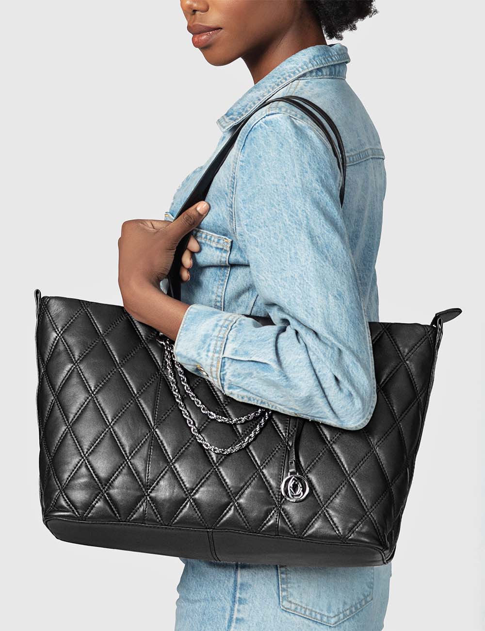 Grazia Tote Bag, Black, large, image 5