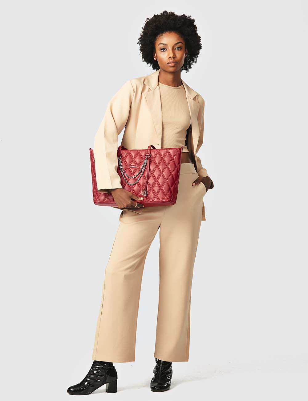 Grazia Tote Bag, Red, large, image 3