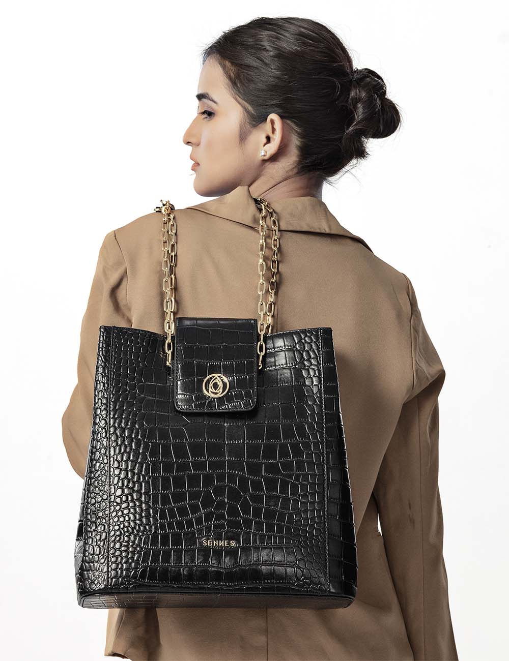 Elegante Tote Bag, Black, large, image 5