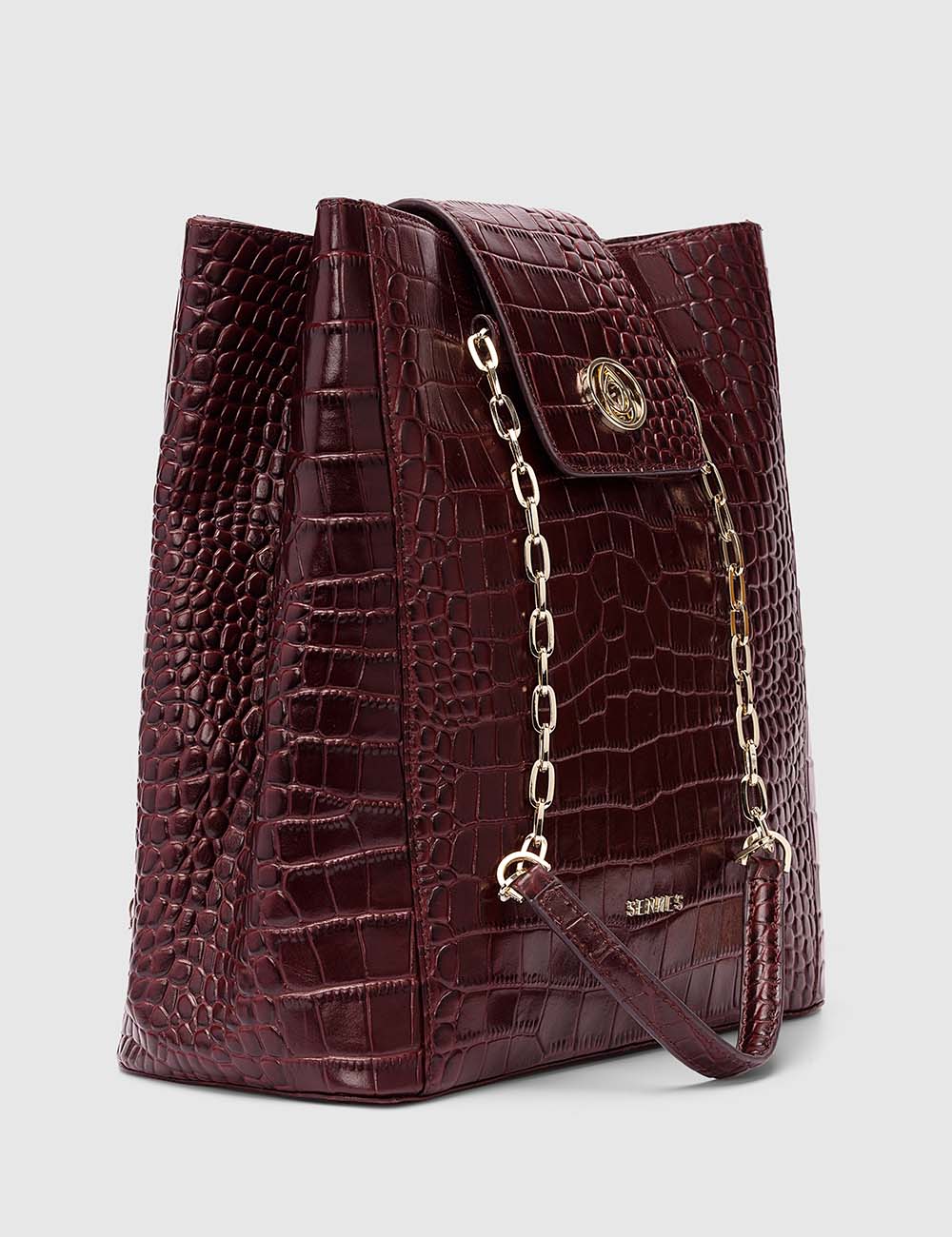 Elegante Tote Bag, Burgundy, large, image 2