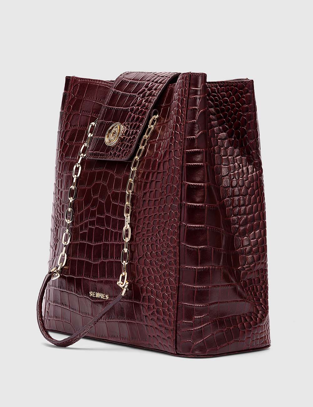 Elegante Tote Bag, Burgundy, large, image 4