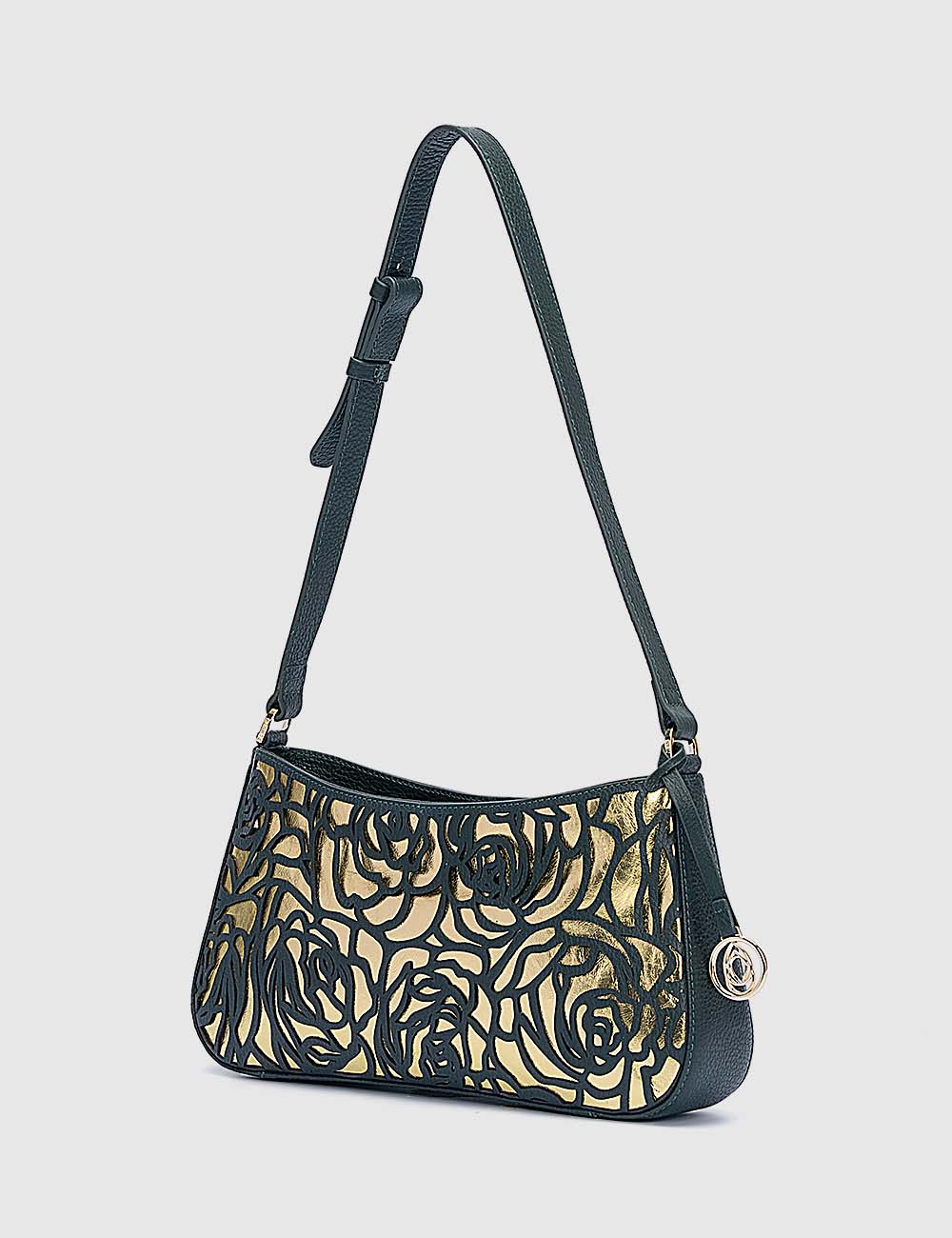 Fiori Shoulder Bag, Green & Gold, large, image 2