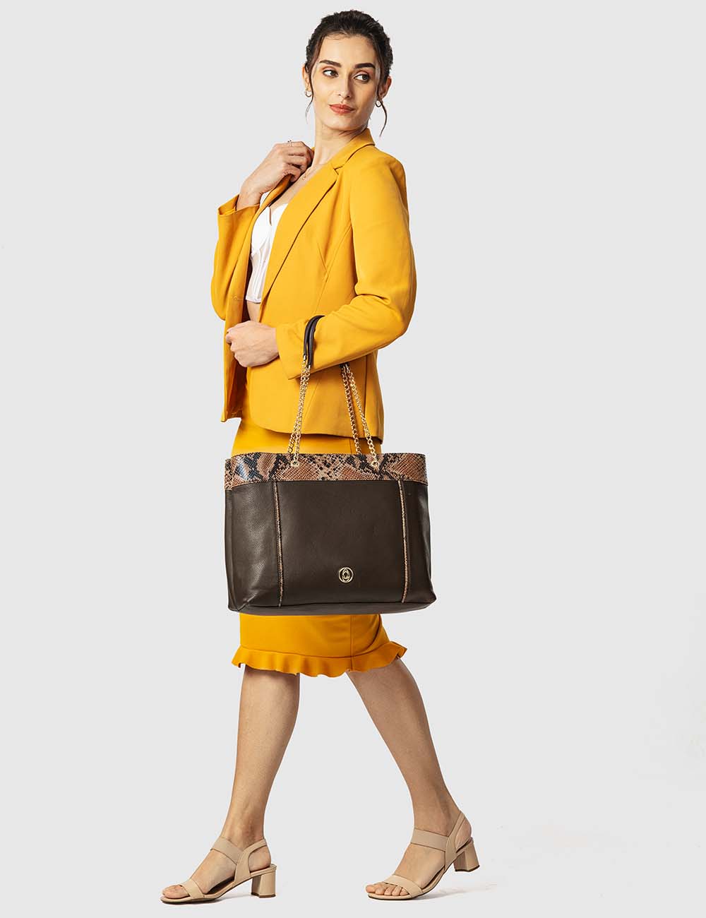 Grazioso Tote Bag, Dark Brown, large, image 3